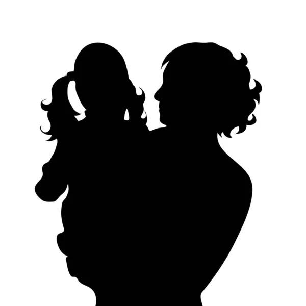 Vector Silhouette Family White Background — Stock Vector