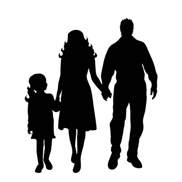 Silueta Vectorial Familia Sobre Fondo Blanco — Vector de stock