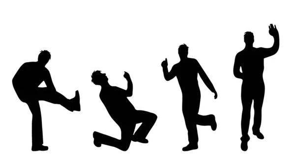 Vector Silhouet Van Man Die Dansen Witte Achtergrond — Stockvector