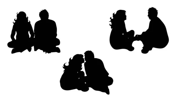 Vector Silhouette Couple White Background — Stock Vector