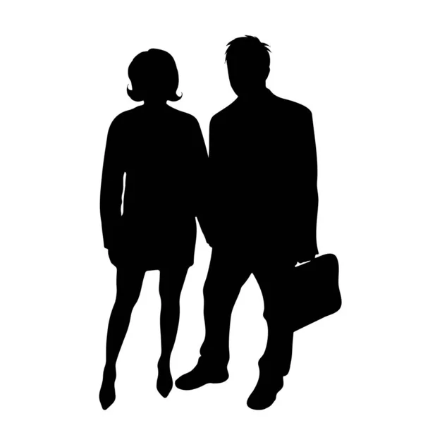 Silhouette Vectorielle Couple Sur Fond Blanc — Image vectorielle