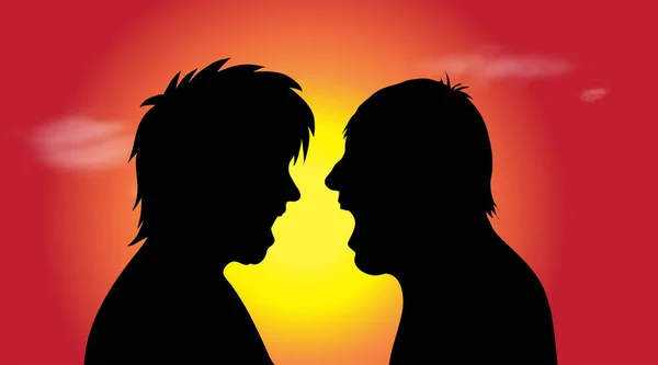 Silhouette Vectorielle Couple Dans Nature Coucher Soleil — Image vectorielle