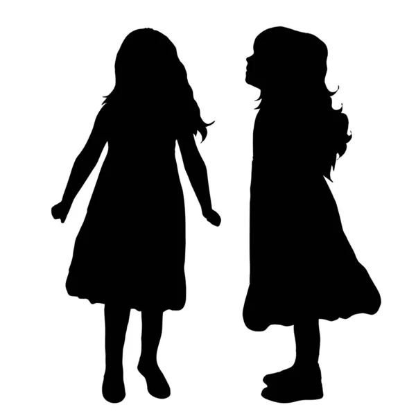 Vektor Silhouette Von Mädchen Auf Weißem Hintergrund — Stockvektor