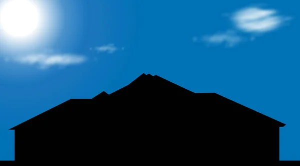 Vektorsilhouette Eines Hauses Blauen Himmel — Stockvektor