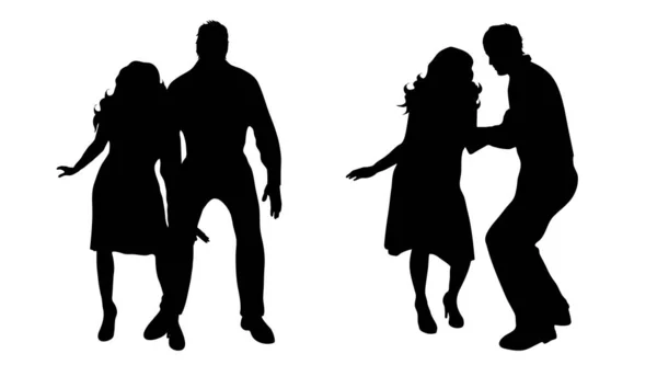 Silhouette Vectorielle Couple Qui Danse Sur Fond Blanc — Image vectorielle