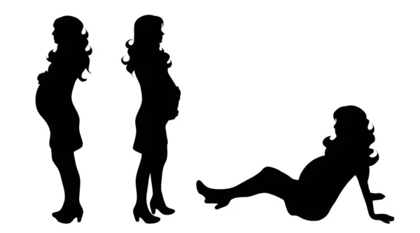 Silhouette Vectorielle Femme Enceinte Sur Fond Blanc — Image vectorielle