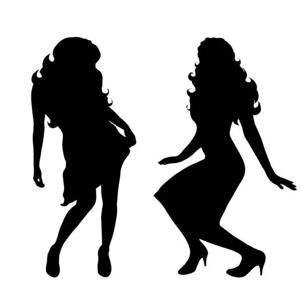 Vector Silhouette Girl Who Dances White Background — Stock Vector