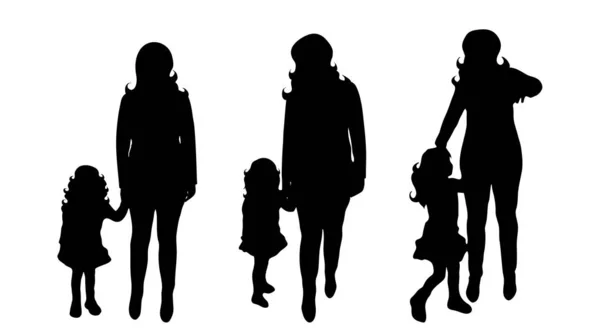 Vector Silhouette Family White Background — Stock Vector