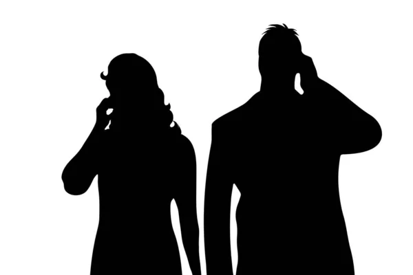 Vektor Silhouette Des Paares Auf Weißem Hintergrund — Stockvektor