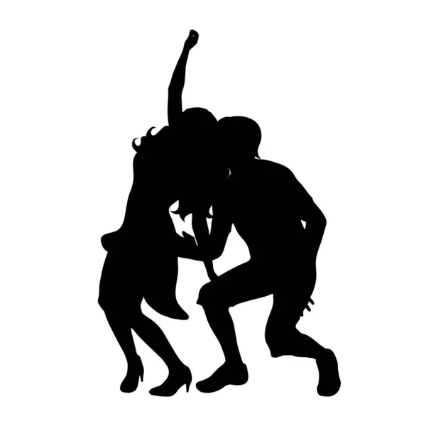 Silhouette Vectorielle Couple Qui Danse Sur Fond Blanc — Image vectorielle