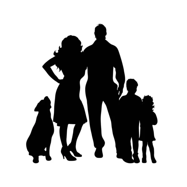 Vector Silhouette Family White Background — Stock Vector