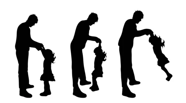 Silhouette Vectorielle Famille Sur Fond Blanc — Image vectorielle