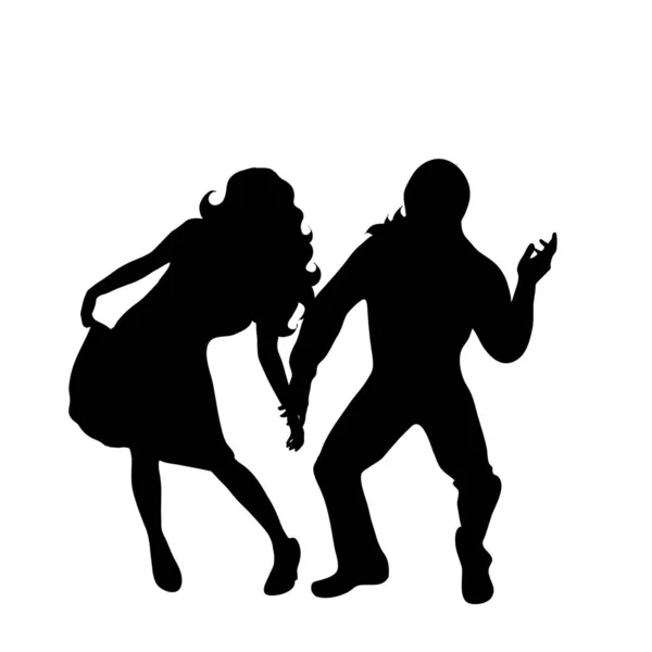 Vector Silhouette Couple Who Dances White Background — Stock Vector