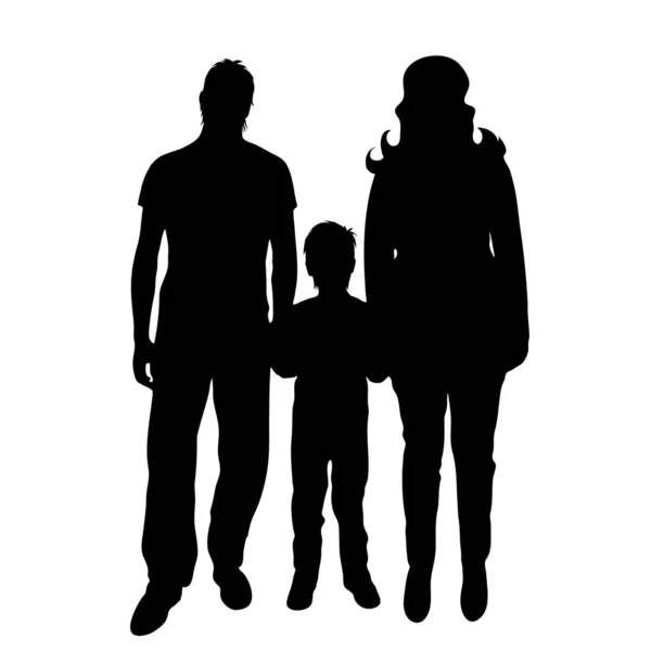 Vektor Silhouette Der Familie Auf Weißem Hintergrund — Stockvektor