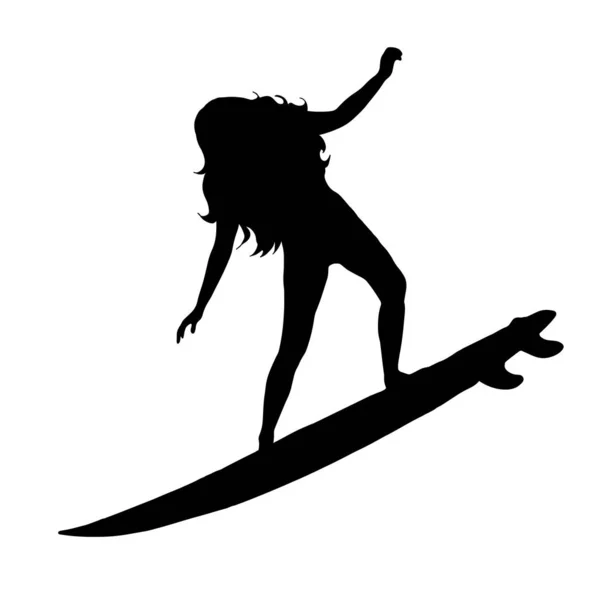Vektor Silhouette Des Surfers Auf Weißem Hintergrund — Stockvektor