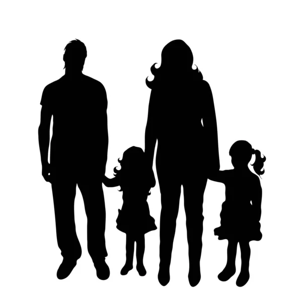 Vector Silhouette Family White Background — Stock Vector