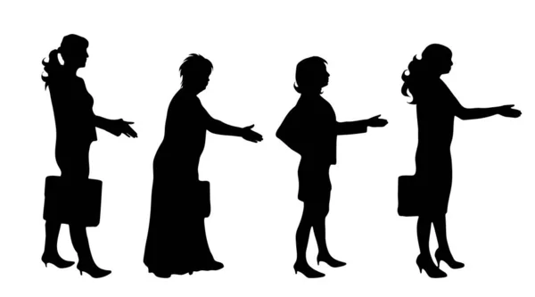 女商人的向量剪影在白色背景 — 图库矢量图片