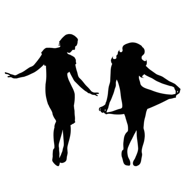 Vector Silhouette Girl Who Dances White Background — Stock Vector