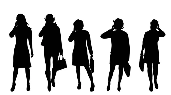 女商人的向量剪影在白色背景 — 图库矢量图片