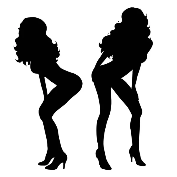 Silhouette Vectorielle Fille Sexy Sur Fond Blanc — Image vectorielle