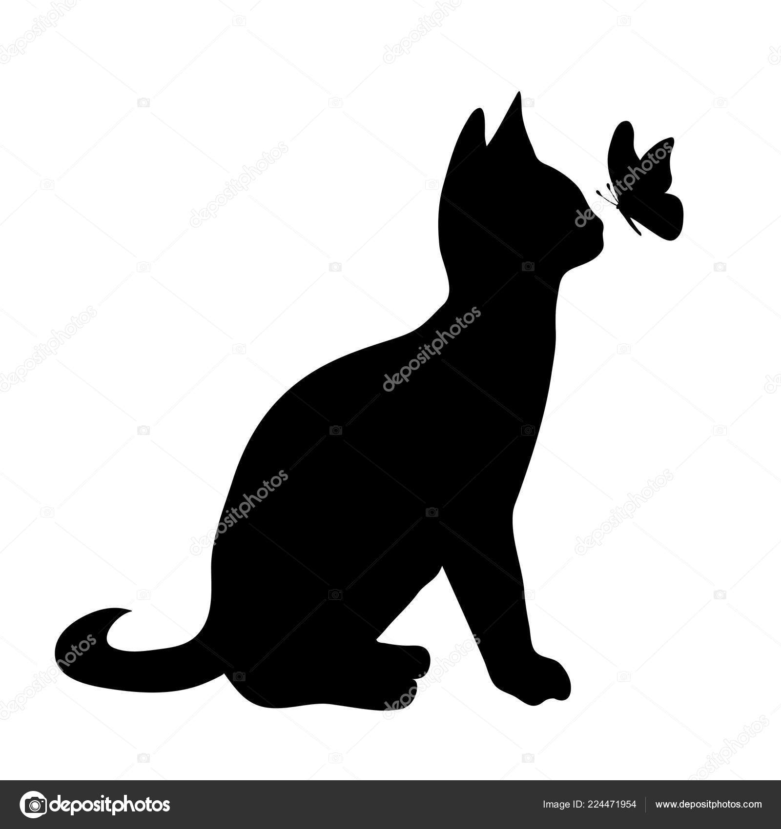 images Cat And Butterfly Images https depositphotos com 224471954 stock illustration vector silhouette cat butterfly white html