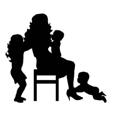 Bebek beyaz arka plan üzerinde olan kadın silüeti vektör.