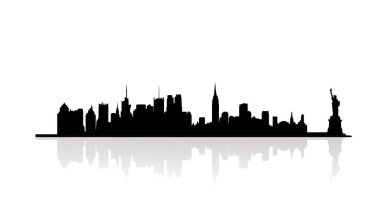 New York vektör silueti beyaz arka plan üzerinde.