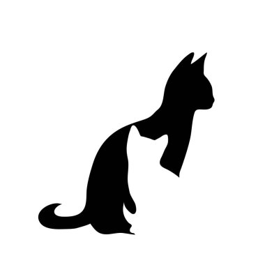 Beyaz arka plan üzerinde kedi logo vektör silüeti.