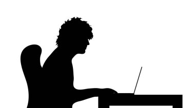 Bilgisayarda adam çalışmalarının siluet vektör.