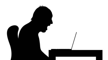 Bilgisayarda adam çalışmalarının siluet vektör.