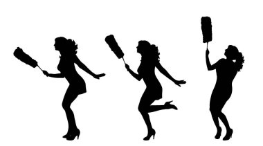 Beyaz arka plan üzerinde temizler kadın silüeti VECTRO.