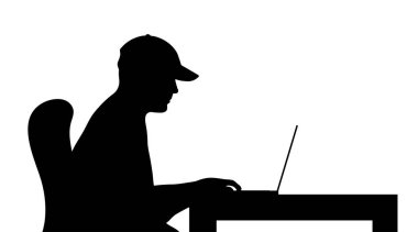 Bilgisayarda adam çalışmalarının siluet vektör.