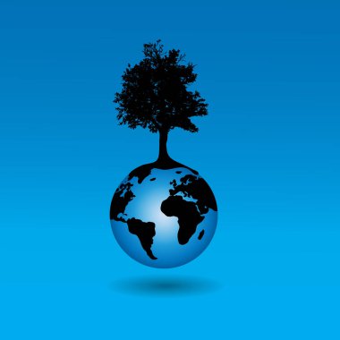 Dünya ağacı ile vektör çizim.