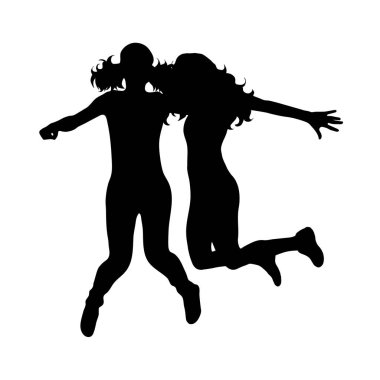 Beyaz arka plan üzerinde arkadaşlar siluet vektör.