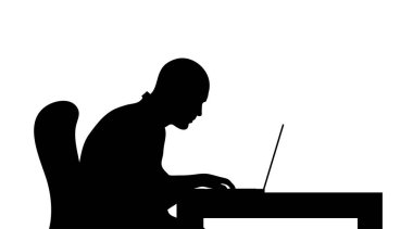Bilgisayarda adam çalışmalarının siluet vektör.