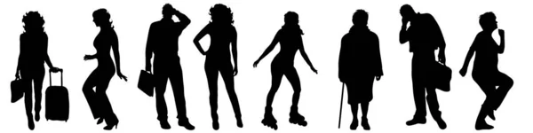 Silhouette Vectorielle Personnes Sur Fond Blanc — Image vectorielle