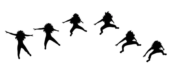 Векторный Силуэт Женщины Прыгающей Белом Фоне — стоковый вектор