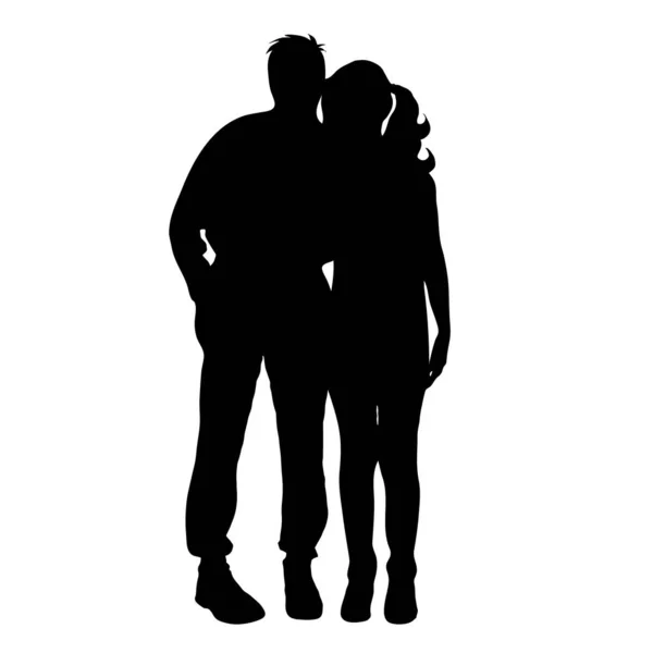 Silhouette Vectorielle Couple Sur Fond Blanc — Image vectorielle