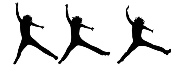 在白色背景跳跃的妇女的向量剪影 — 图库矢量图片