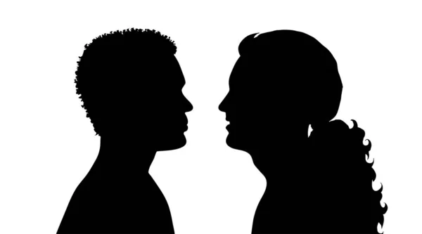 Vector Silhouette Couple White Background — Stock Vector