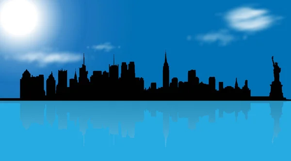 Illustration Vectorielle New York Sur Fond Bleu — Image vectorielle