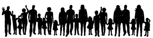 Vector Silhouet Van Familie Witte Achtergrond — Stockvector