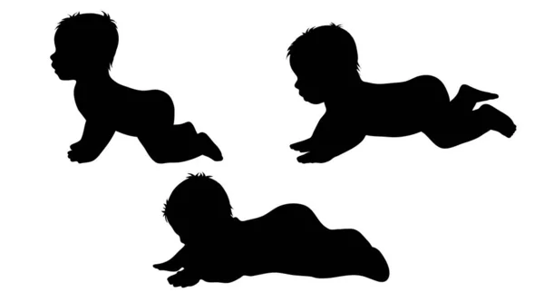 Silhouette Vectorielle Enfants Sur Fond Blanc — Image vectorielle