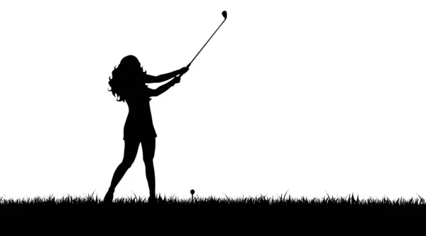 Silhouette Vettoriale Della Donna Che Gioca Golf Sfondo Bianco — Vettoriale Stock