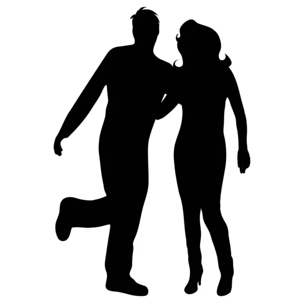 Vector Silhouette Couple White Background — Stock Vector