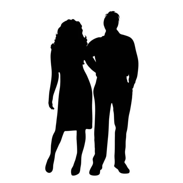 Vektor Silhouette Des Paares Auf Weißem Hintergrund — Stockvektor
