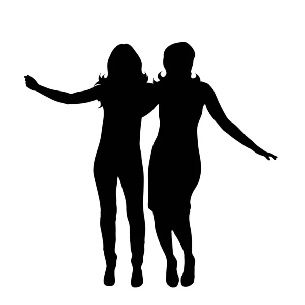 Silhouette Vectorielle Amis Sur Fond Blanc — Image vectorielle