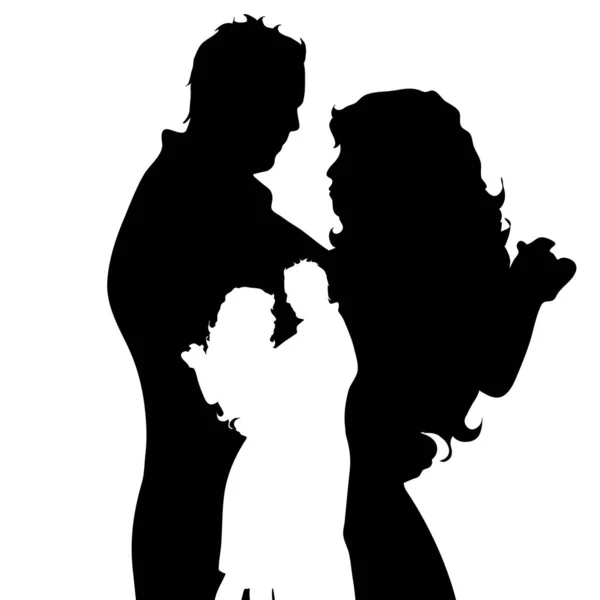 Silhouette Vectorielle Couple Sur Fond Blanc — Image vectorielle