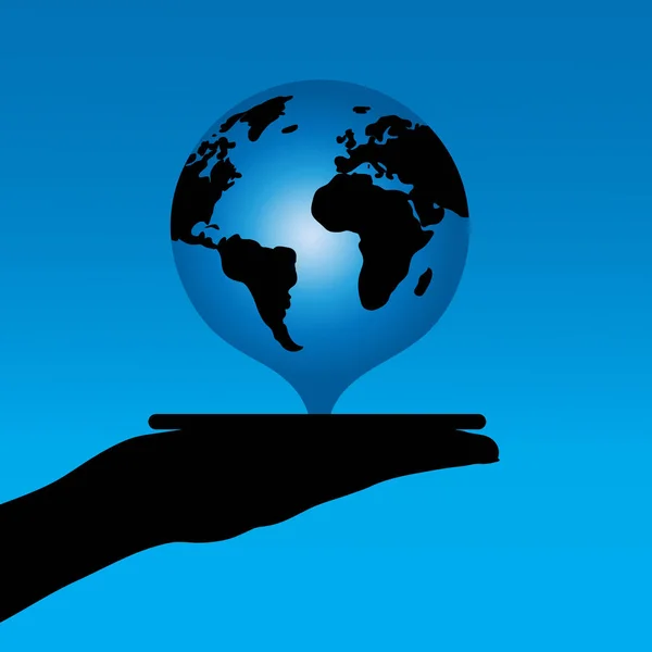 Ilustración Vectorial Globe Sobre Fondo Azul — Vector de stock