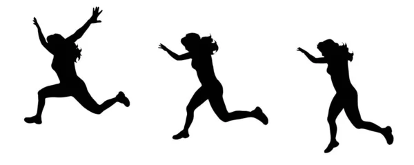 在白色背景跳跃的妇女的向量剪影 — 图库矢量图片